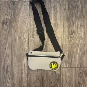 Modern Gray Belt Bag with Black Strap